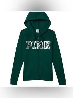 💚PINK Victoria's Secret Green Zip-Up Size M 💚